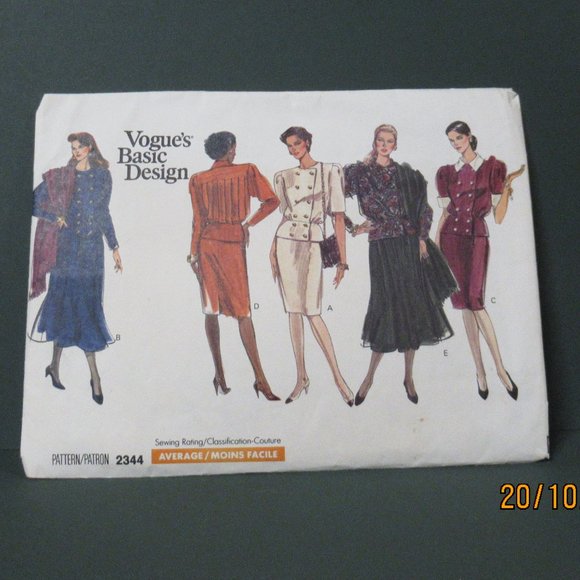 Vogue #2344 MISSES SKIRT BLOUSON TOP Pattern 12-16 - Picture 1 of 2